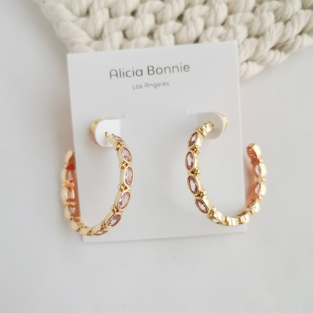 Authentic Alicia Bonnie Abbie Gold Magenta Pink Hoop Earrings 20$